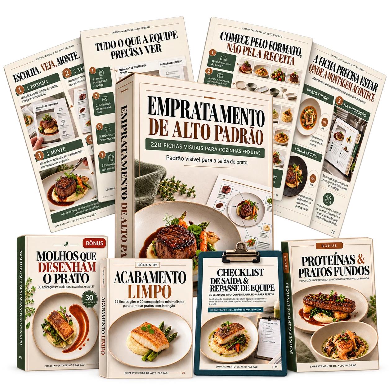 Composição completa do Empratamento de Alto Padrão com produto principal e quatro bônus
